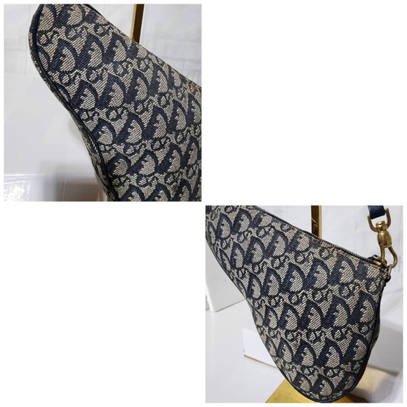 Authentic Christian Dior Vintage Oblique Canvas and Leather Saddle Pochette Bag - Picture 5 of 13